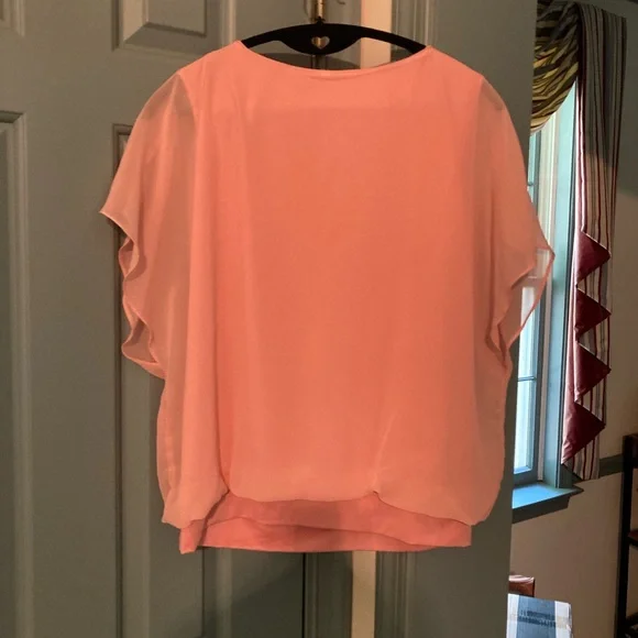 NWT peach Neineiwu flutter sleeve blouse size M - Picture 4 of 4